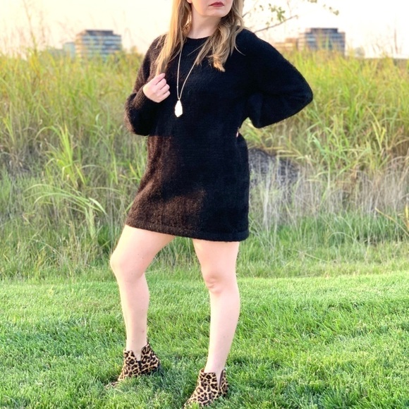 Wild Honey • Bubble Sleeve Black Sweater Dress - Picture 3 of 16